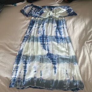Indigo Blue tie-dye off the shoulders short dress